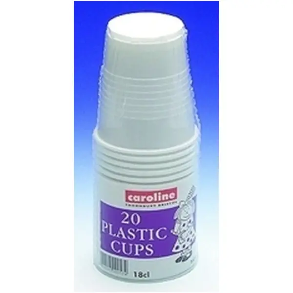 CPA0075 Caroline White Plastic Cups 7oz Pk of 20