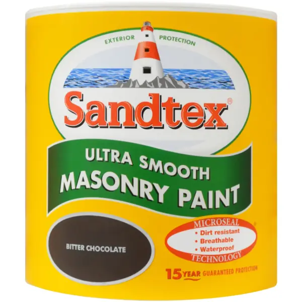 Sandtex Ultra Smooth Masonry Paint 1 Litre - Bitter Chocolate