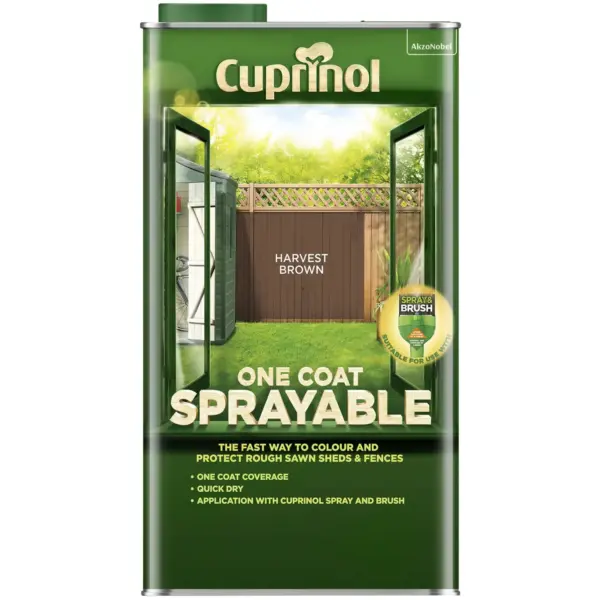 CUP0128 Cuprinol One Coat Sprayable Harvest Brown 5ltr