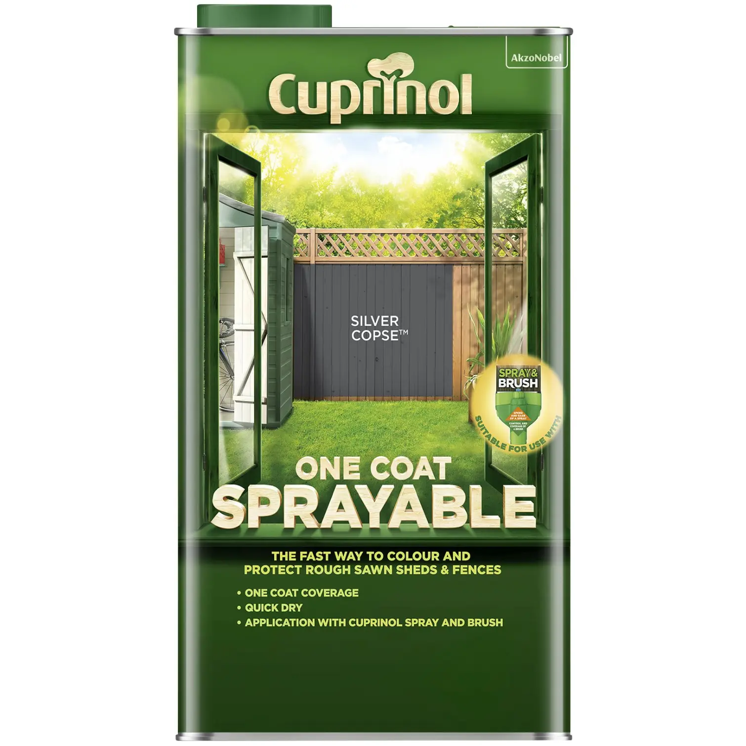 CUP0131 Cuprinol One Coat Sprayable Silver Copse 5Ltr