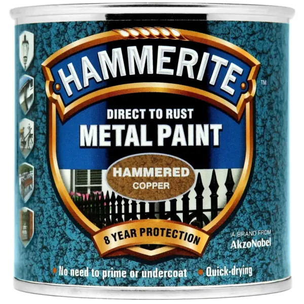 Hammerite Direct To Rust Metal Paint Hammered Copper 250ml