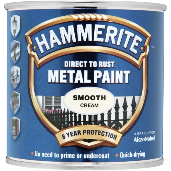 Hammerite Direct To Rust Metal Paint Smooth Cream 250ml