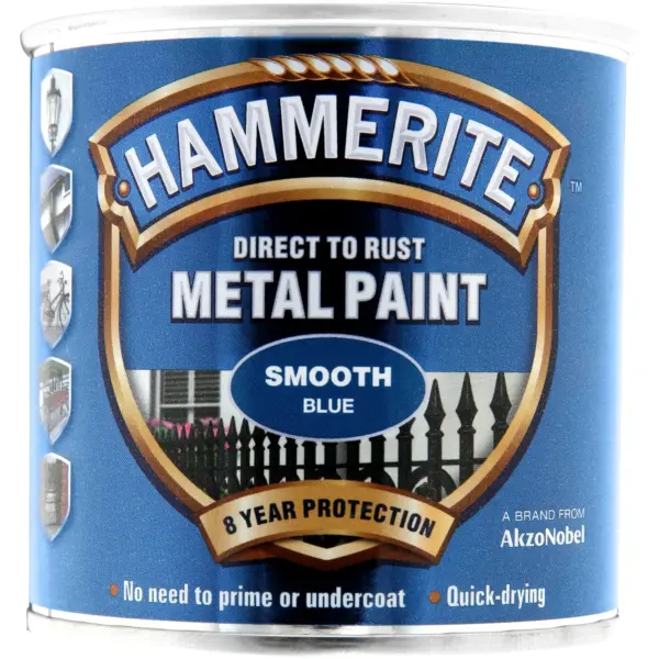 Hammerite Direct To Rust Metal Paint Smooth Blue 250ml