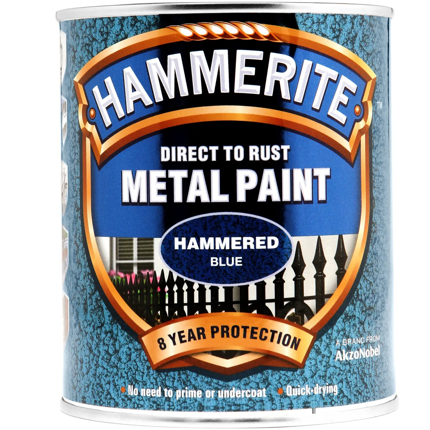 Hammerite Direct To Rust Metal Paint Hammered Blue 750ml
