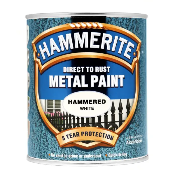 Hammerite Direct to Rust Metal Paint Hammered White 750ml