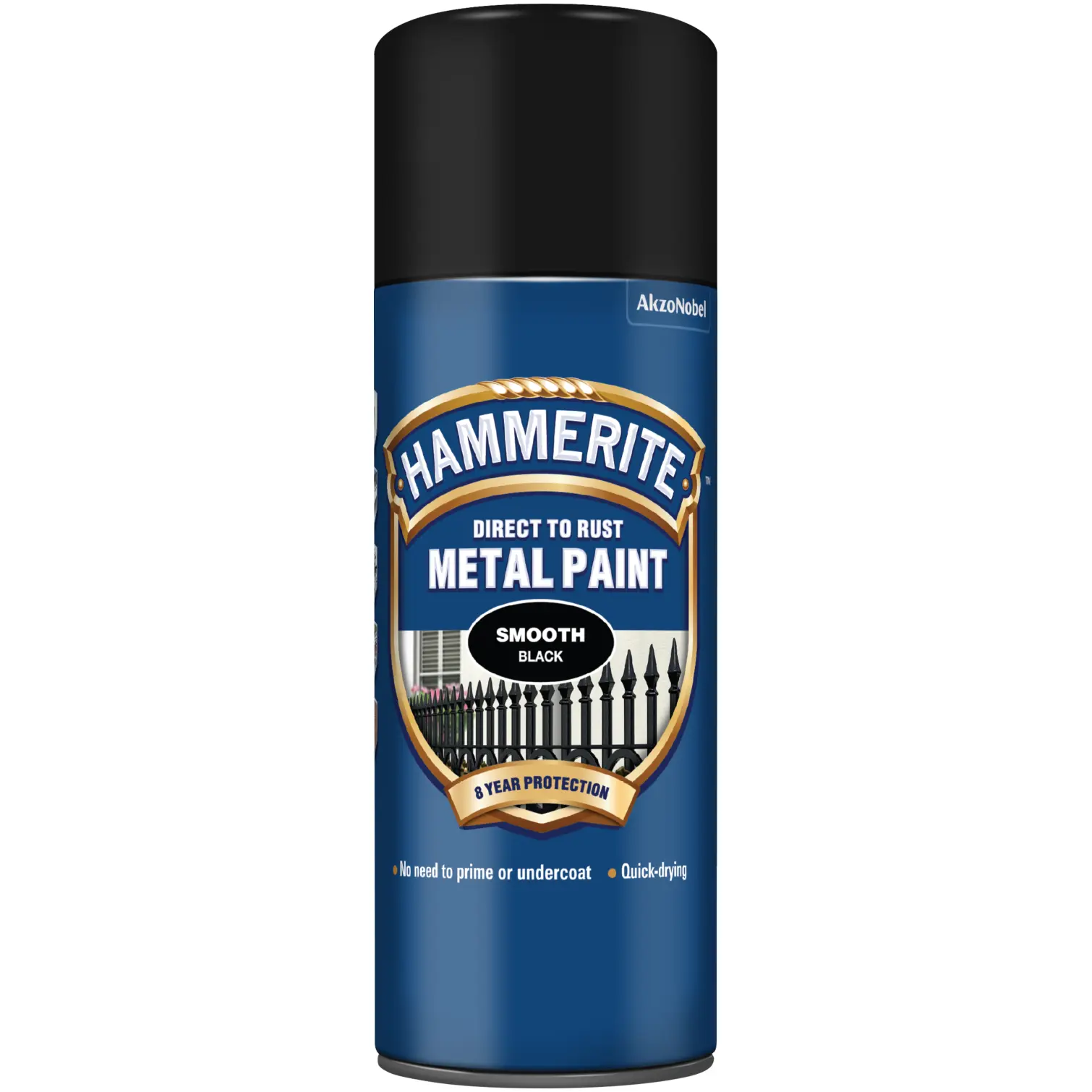 Hammerite Direct to Rust Metal Paint Smooth Black Aerosol 400ml