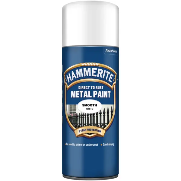 Hammerite Direct to Rust Metal Paint Smooth White Aerosol 400ml