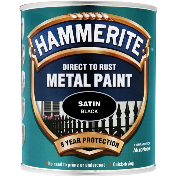 Hammerite Direct to Rust Metal Paint Satin Black 750ml