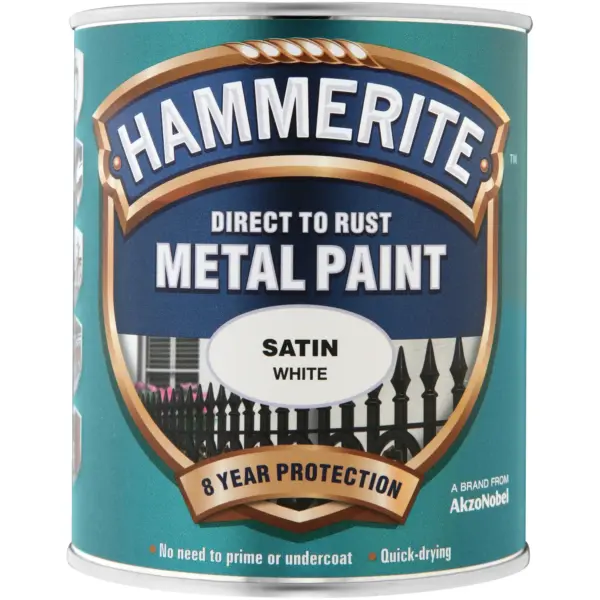 Hammerite Direct to Rust Metal Paint Satin White 750ml