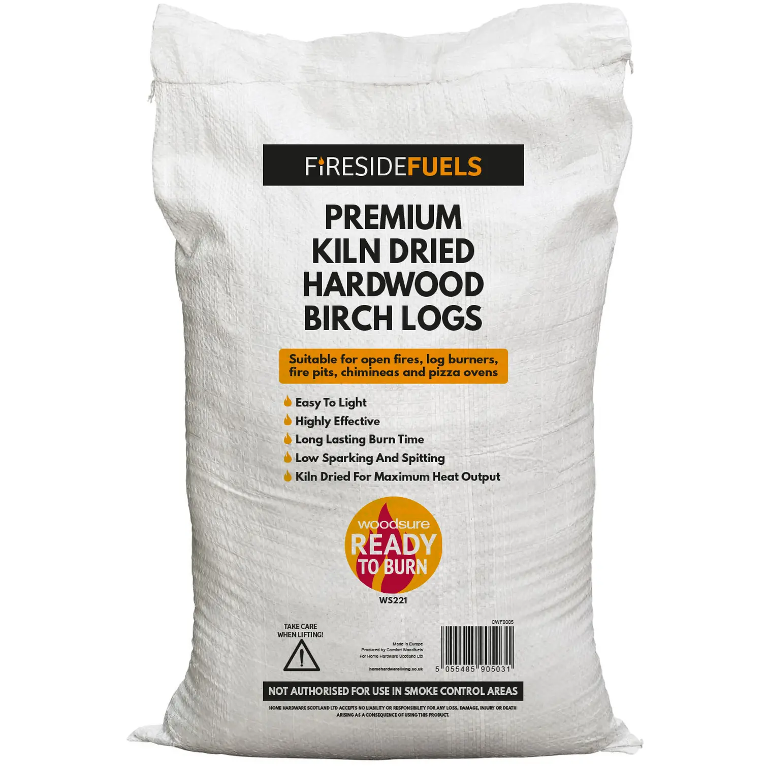 Fireside Fuels Premium Kiln Dried Birch Hardwood Logs Large Bag