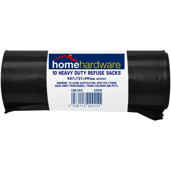 CWL0011 HomeHardware Heavy Duty Refuse Bags 10 Pack 90L Capacity 46cm