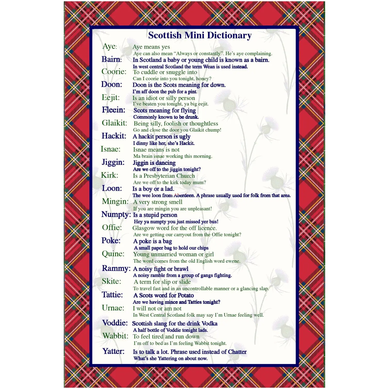 D&C Scot Dictionary Tea Towel