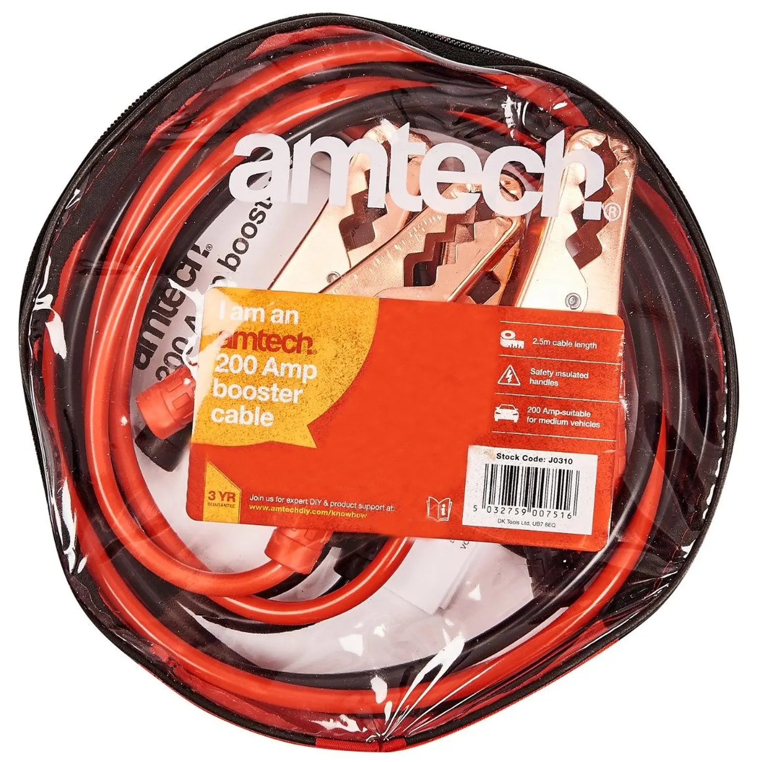 DKT0055_2 amtech 200amp 2.5m Jump Leads