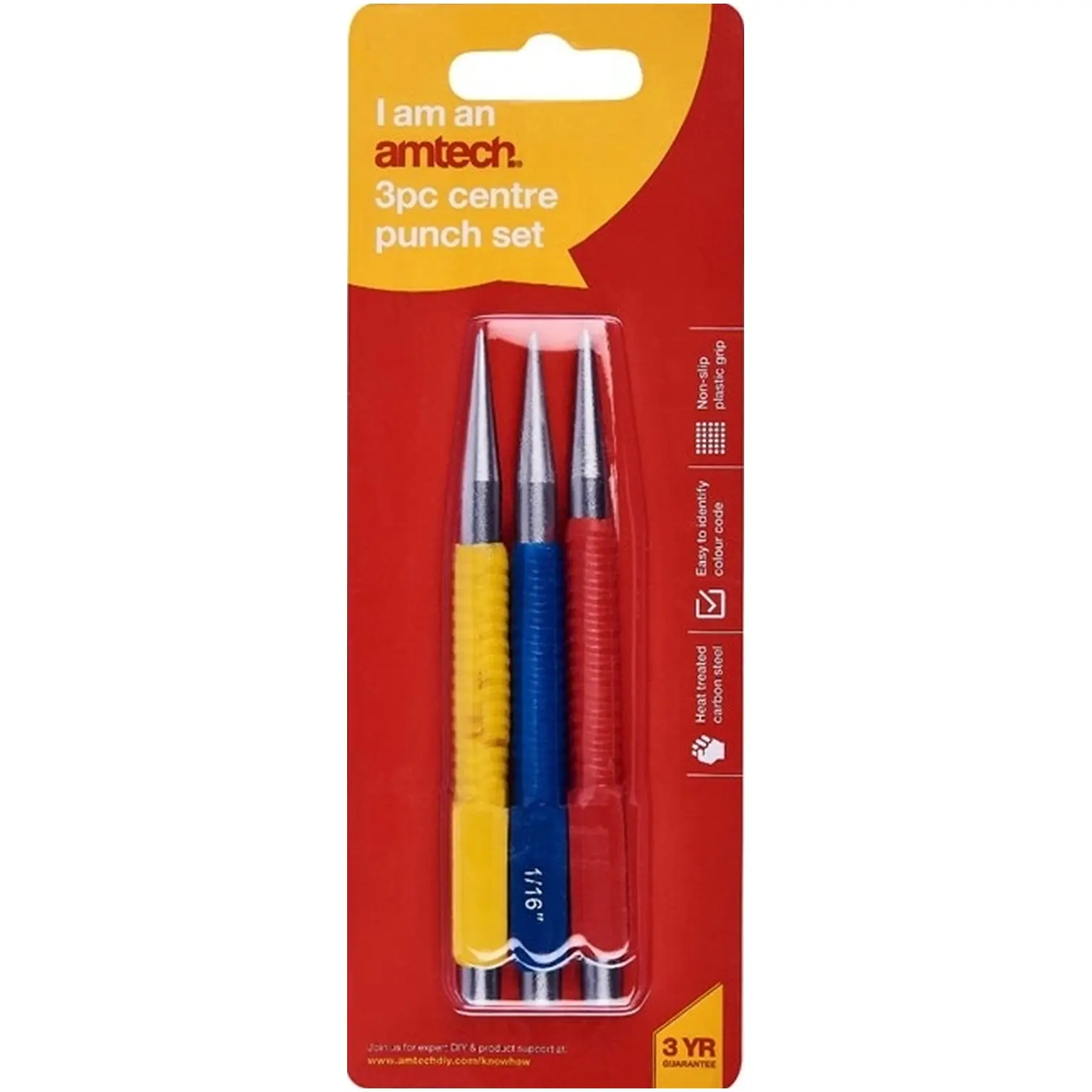 Amtech Centre Punch Set 3 Pieces