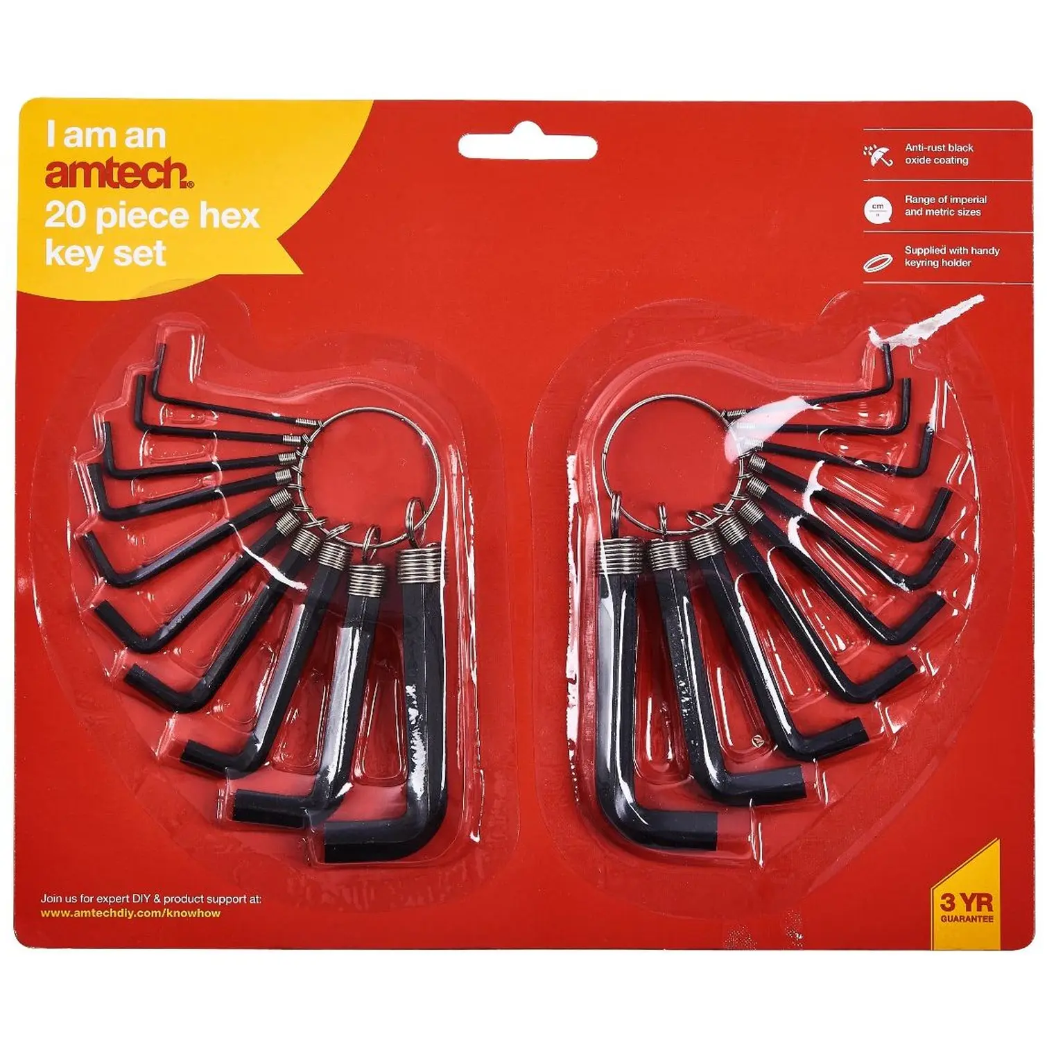 Amtech 20pce Metric & AF Hex Key Set
