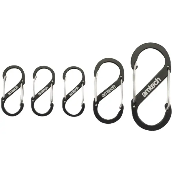 Am-Tech 5 Piece Dual Carabiner Set