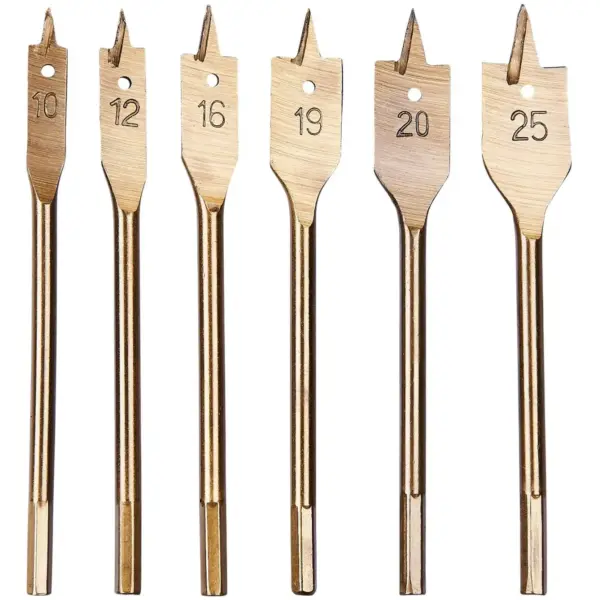 Am-Tech 6pc Flat Wood Bit Set Titanium