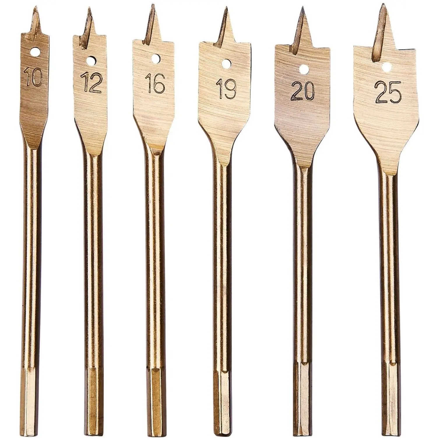 Am-Tech 6pc Flat Wood Bit Set Titanium