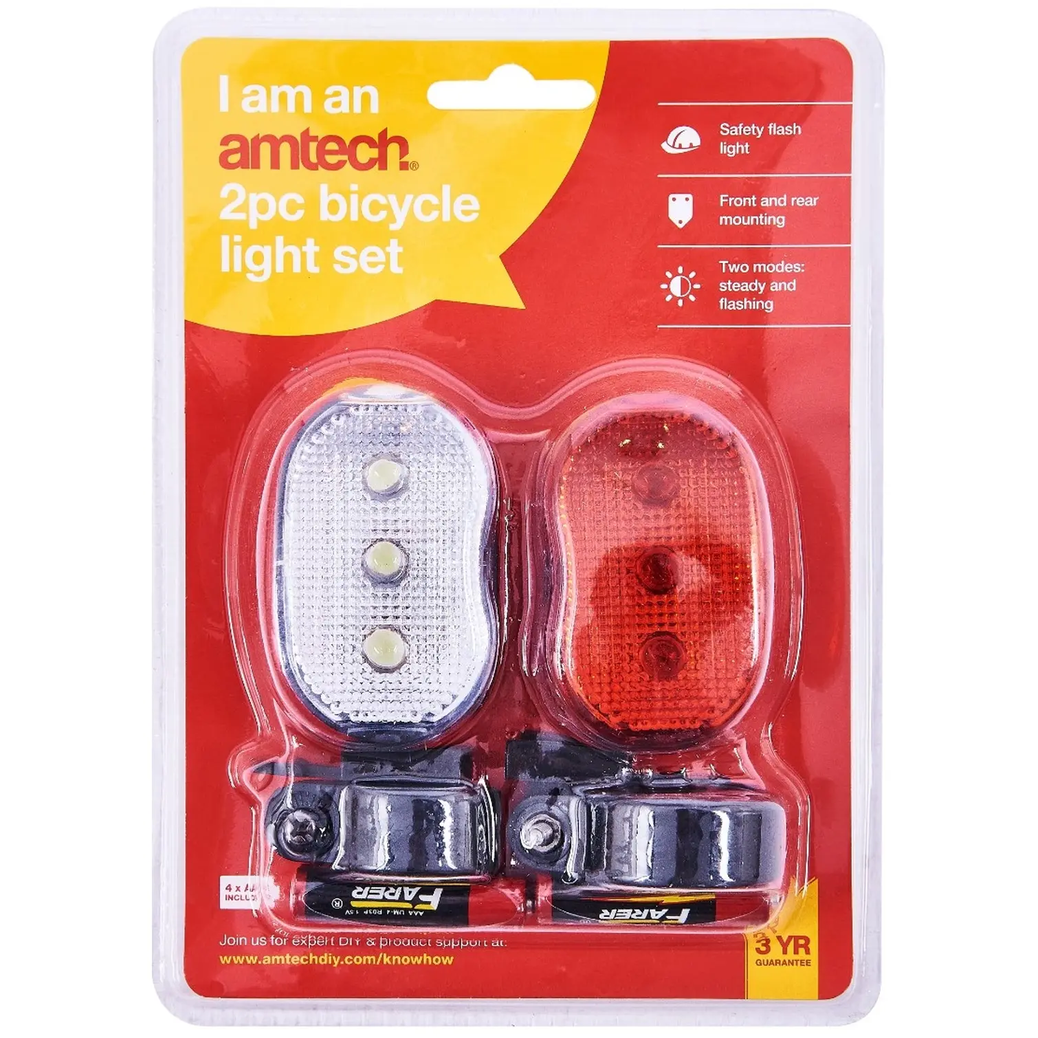 Amtech Bicycle Flash Light Set