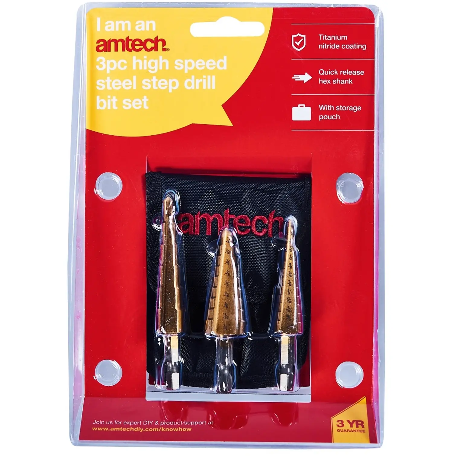 amtech 3pc Step Drill Bit Set
