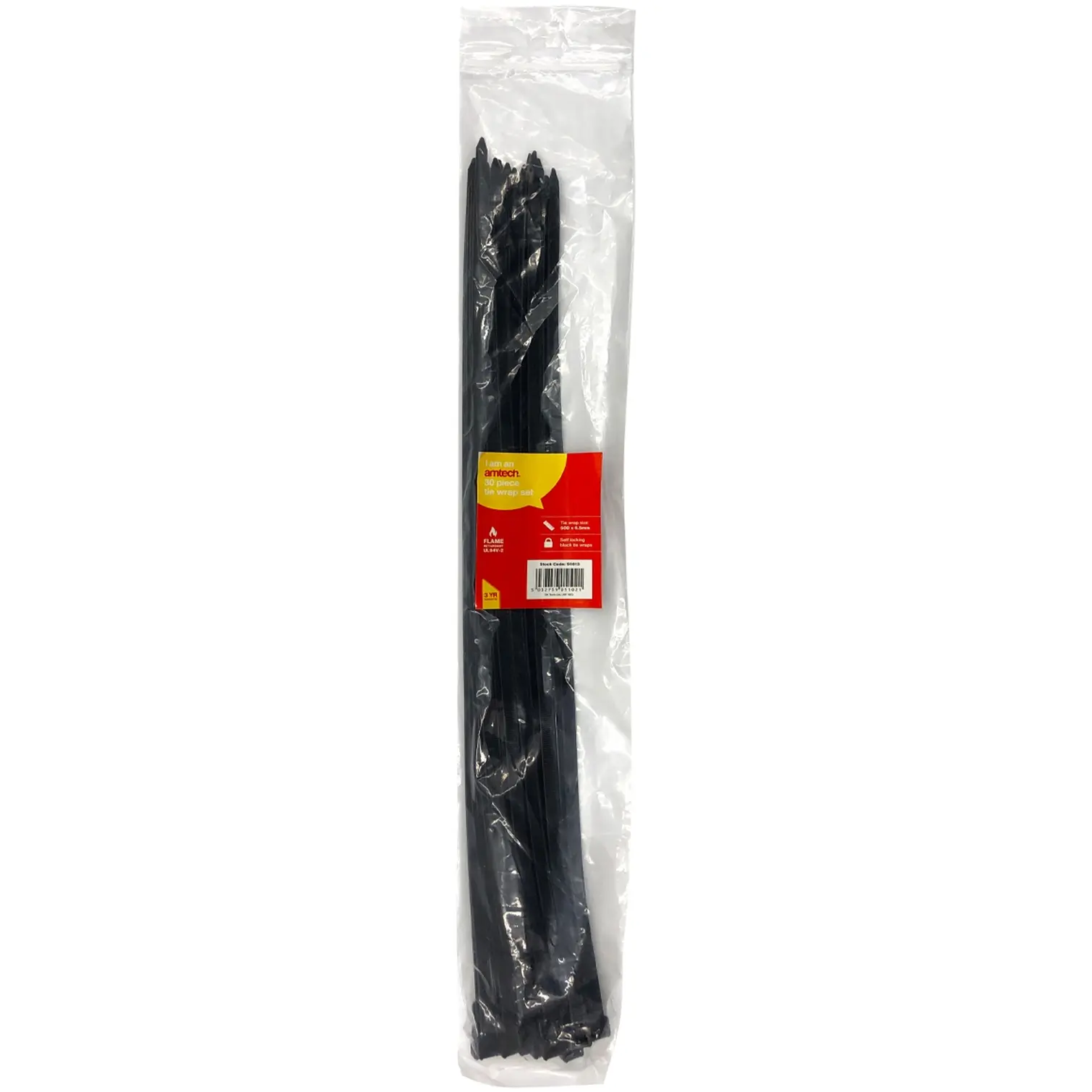 Am-Tech 500x6.5mm Cable Ties Black pk30