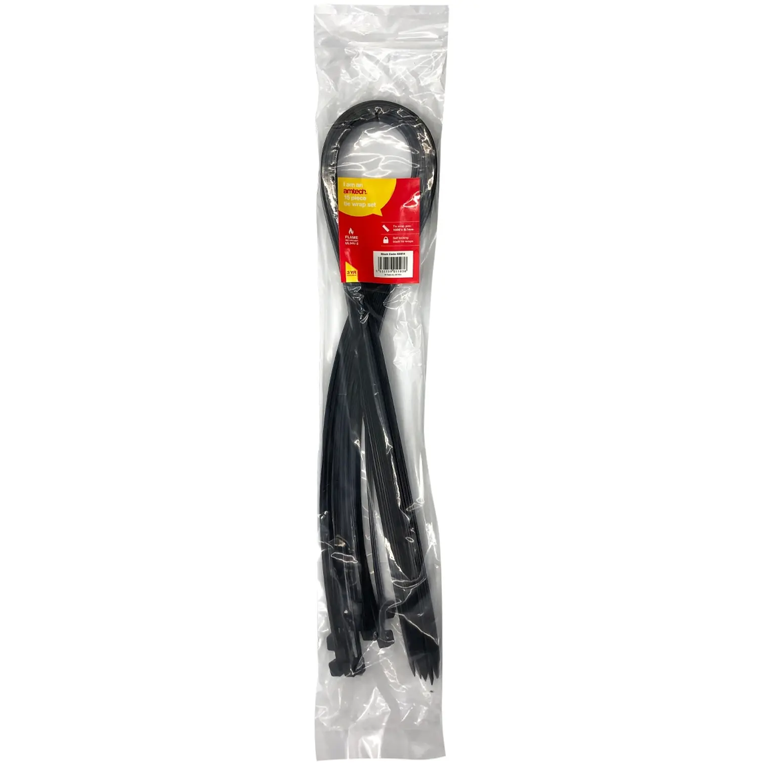 Am-Tech 1000x8.7mm Cable Ties Black pk15