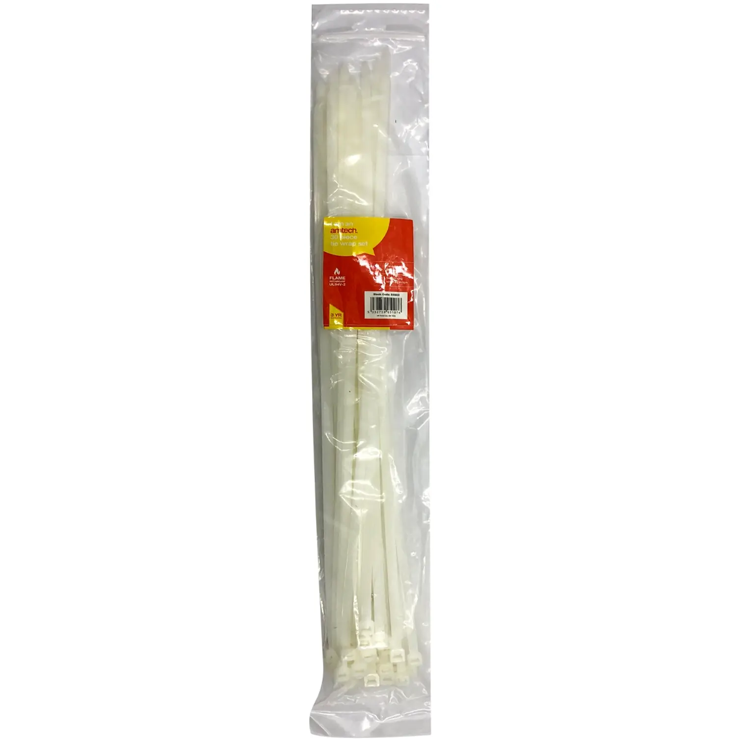 Am-Tech 500x6.5mm Cable Ties White pk30