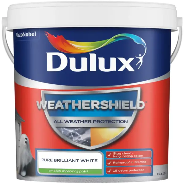 DUL0003 Dulux Weathershield Smooth Masonry Paint PBW 7.5L