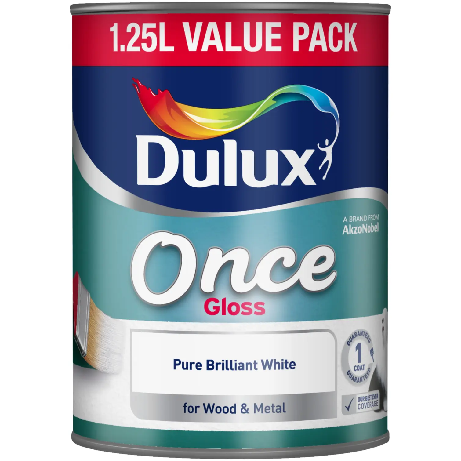 DUL0062 Dulux Once Gloss Pure Brilliant White 1.25L