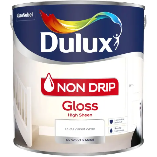 DUL0065 Dulux Non Drip Gloss Pure Brilliant White 2.5L
