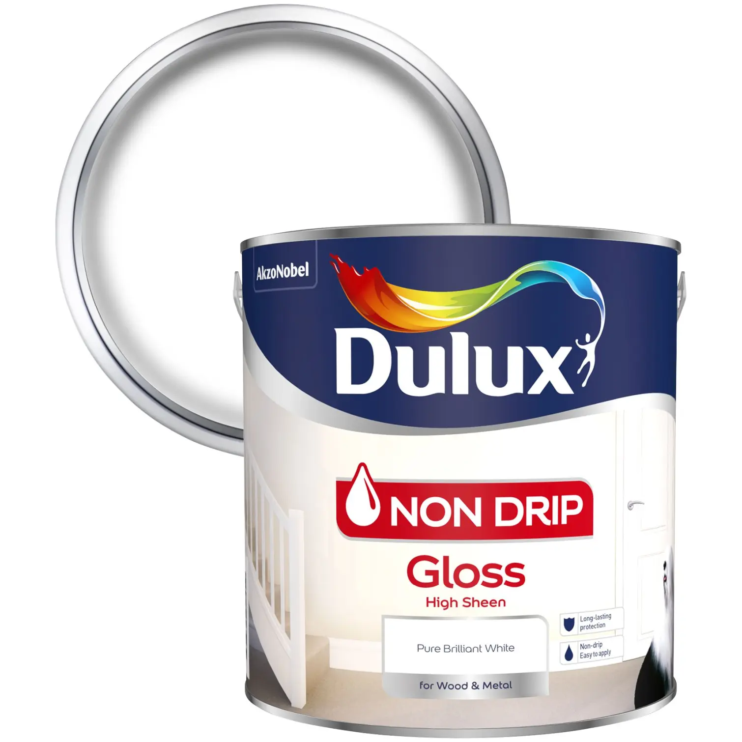 DUL0065_1 Dulux Non Drip Gloss Pure Brilliant White 2.5L