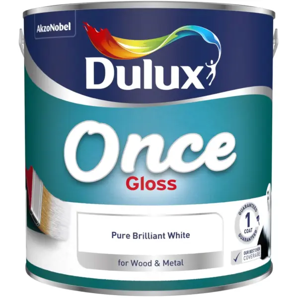 DUL0067 Dulux Once Gloss Pure Brilliant White 2.5L