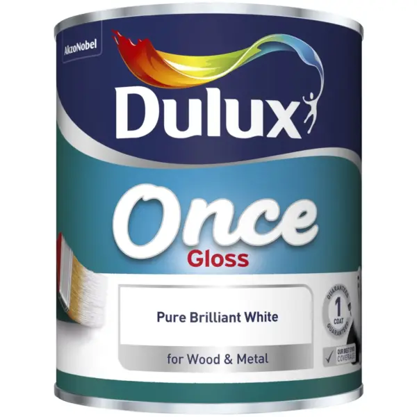 DUL0085 Dulux Once Gloss Pure Brilliant White 750ml