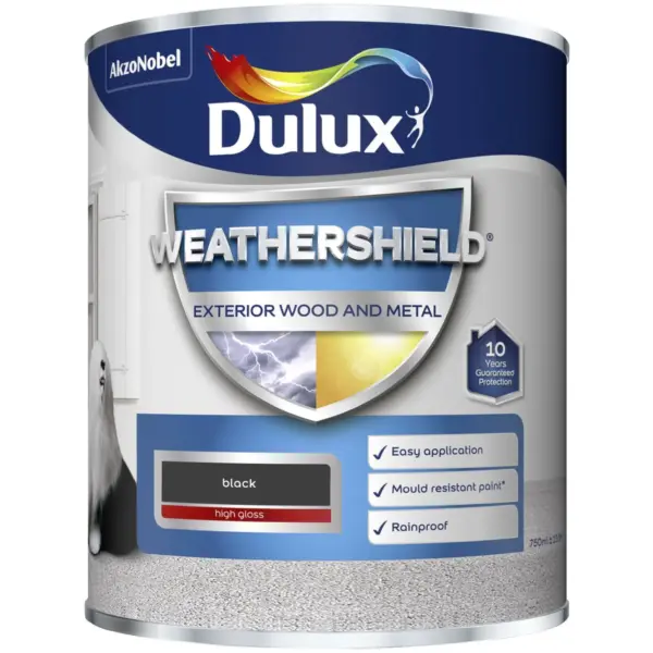 DUL0111 Dulux Weathershield Exterior Gloss Black 750ml