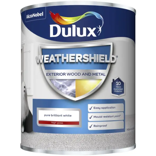 DUL0126 Dulux Weathershield Exterior Gloss Pure Brilliant White 750ml
