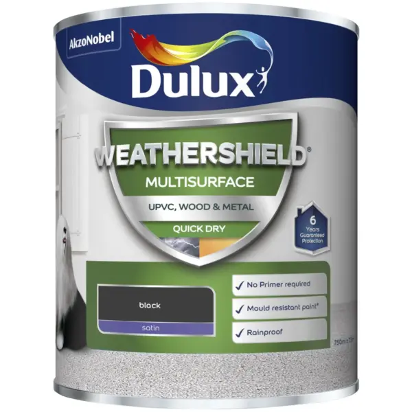 DUL0131 Dulux Weathershield Multi Surface Paint Black 750ml