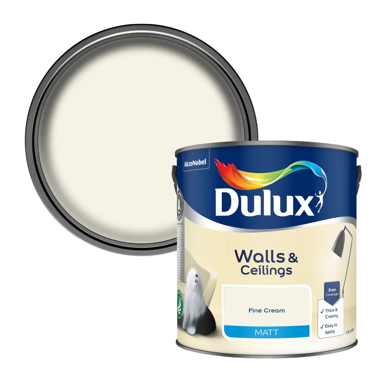 DUL0225_1 Dulux Matt Fine Cream 2.5L