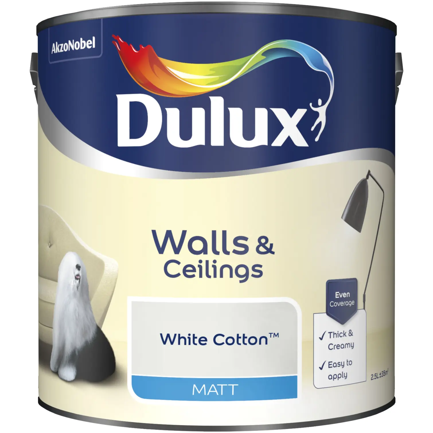 DUL0247 Dulux Matt White Cotton 2.5L