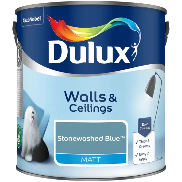 Dulux 2.5Ltr Matt Stonewashed Blue