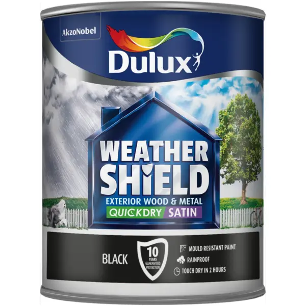 DUL0900 Dulux Black Weathershield Satin 750ml