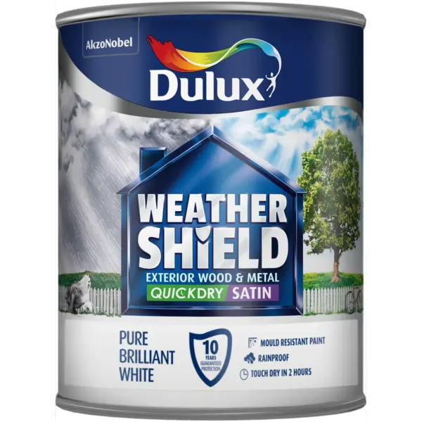 DUL0910 Dulux White Weathershield Satin 750ml