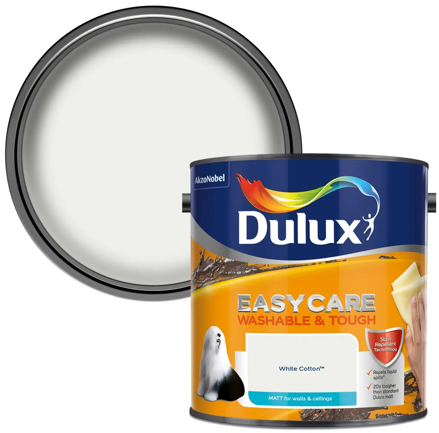 DUL1615_1 Dulux Easycare Matt White Cotton 2.5L
