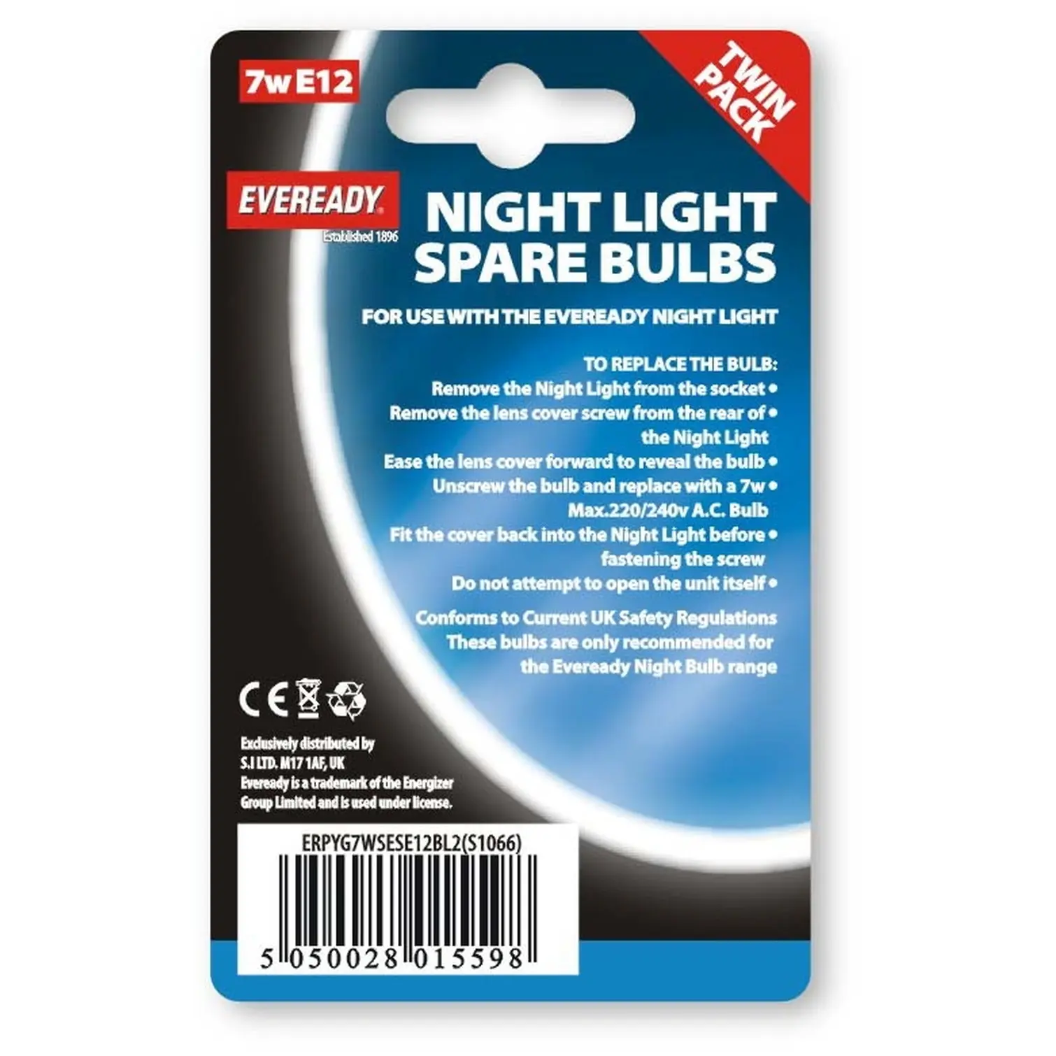 Eveready(2) E12 Nightlight Bulb 7w SES Card Of 2