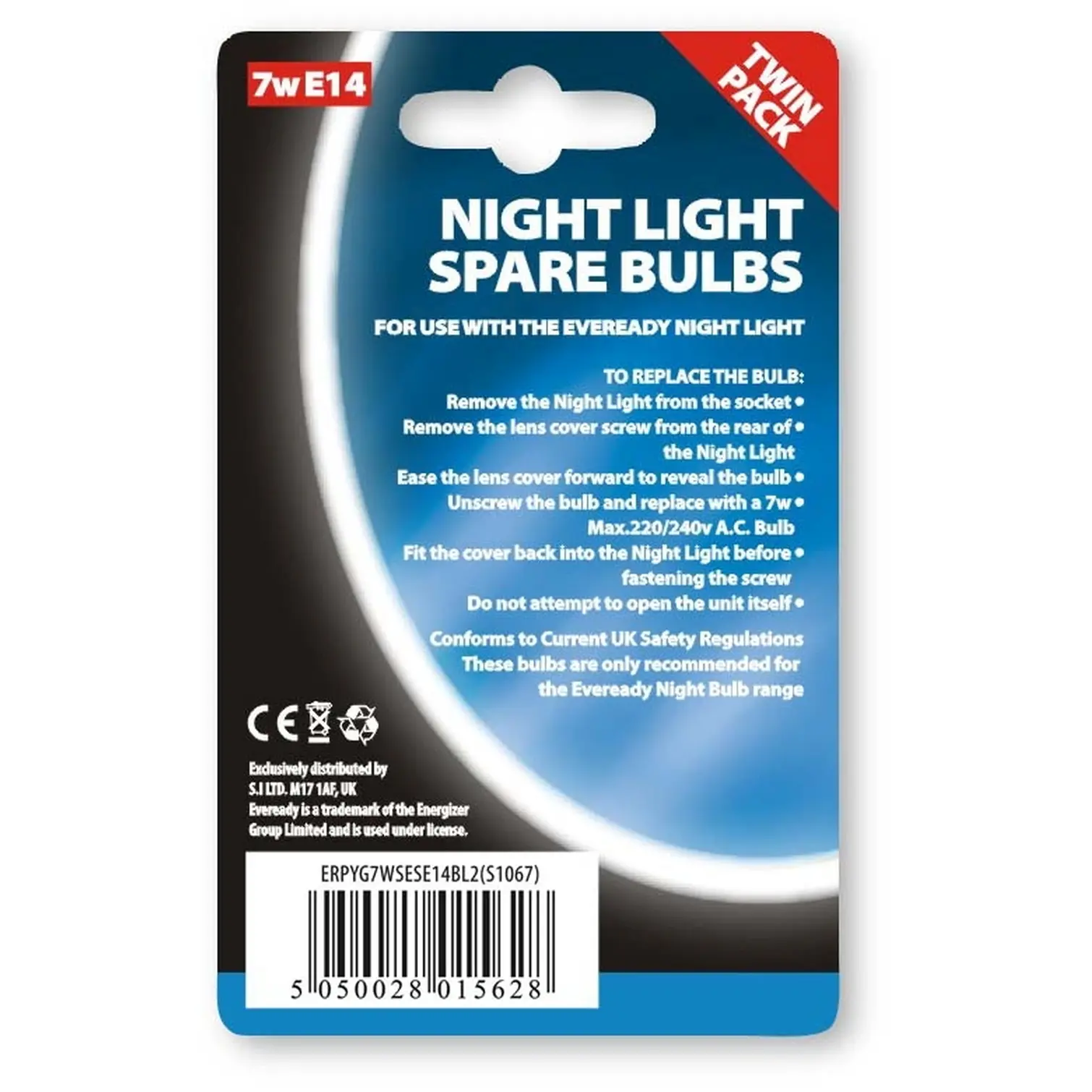 Eveready(2) E14 Nightlight Bulb 7w SES Card Of 2