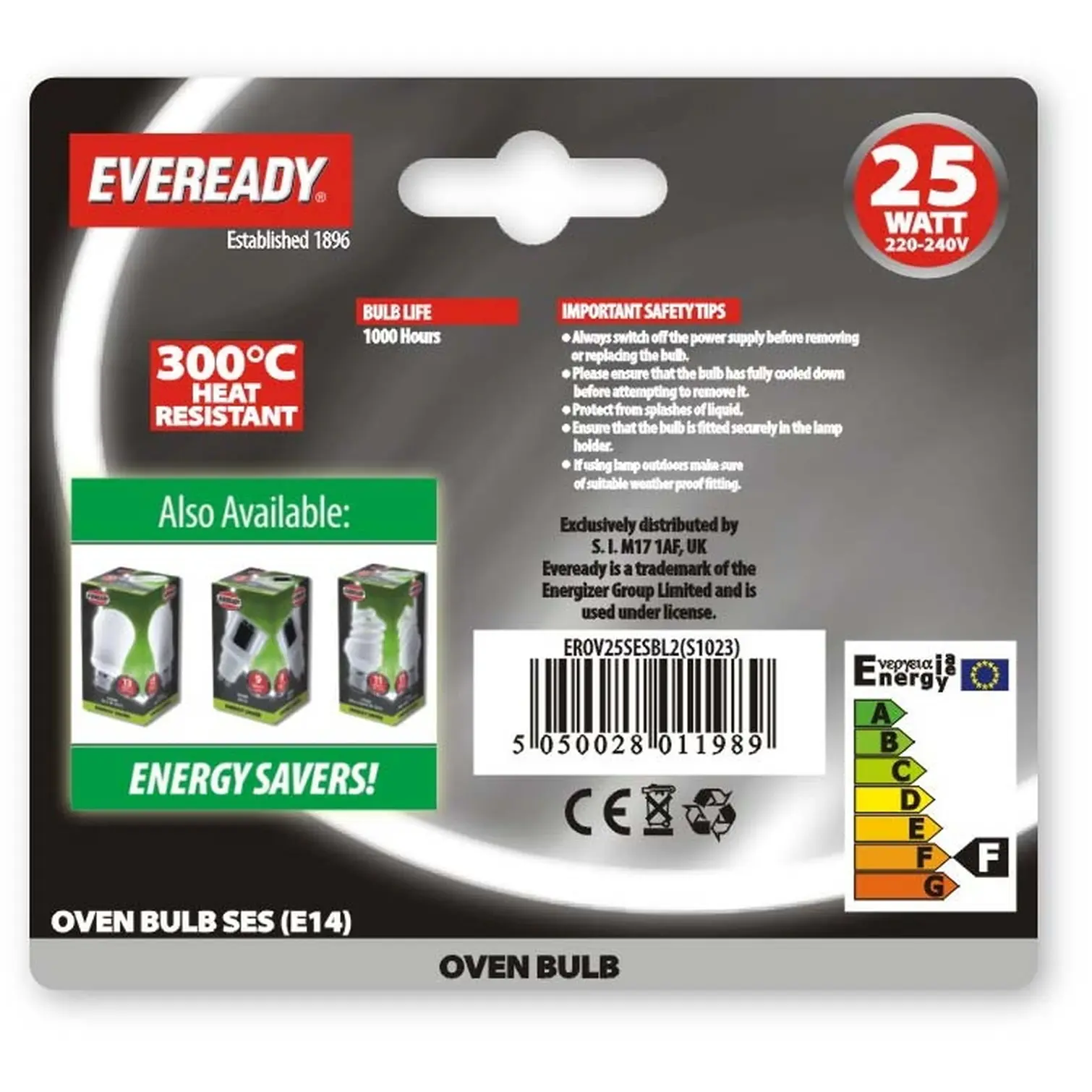 Eveready Oven Lamp 25w SES Card Of 2