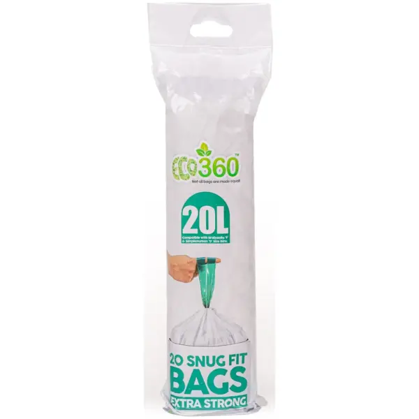 EBG0001 Eco360 Snug Fit Bin Liners Extra Strong 20 Litre Capacity Pack of 20