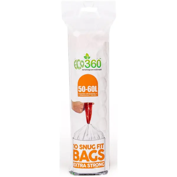 Eco360 Snug Fit Bin Liners Extra Strong 50 - 60 Litre Capacity Pack of 10