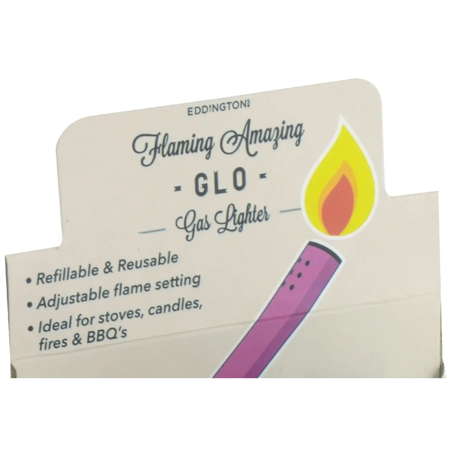 EDG0065_1 Eddingtons Flaming Amazing Gas Lighter 18cm Assorted Colours