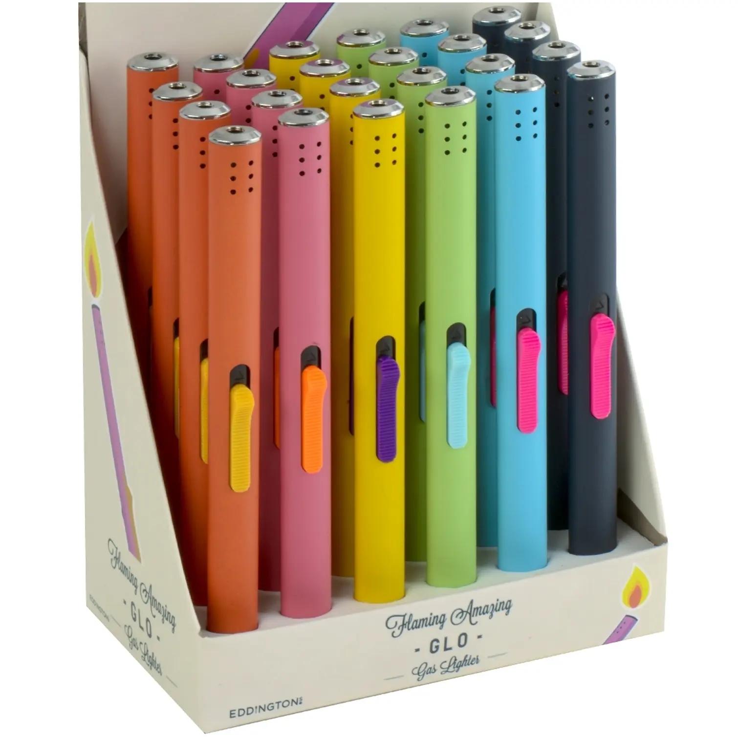 EDG0065_2 Eddingtons Flaming Amazing Gas Lighter 18cm Assorted Colours