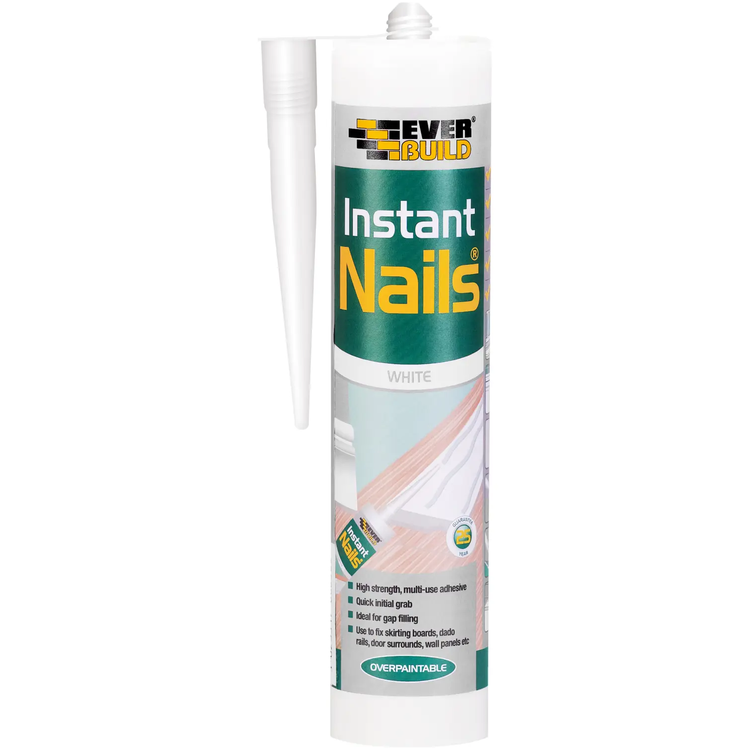EVB0030_1 Everbuild Overpaintable Instant Nails White